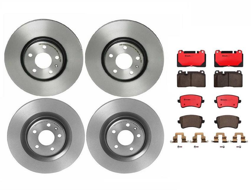Audi Brake Kit Pads and Rotors Front and Rear (320mm/330mm) (Ceramic) 8R0698151T Brembo
